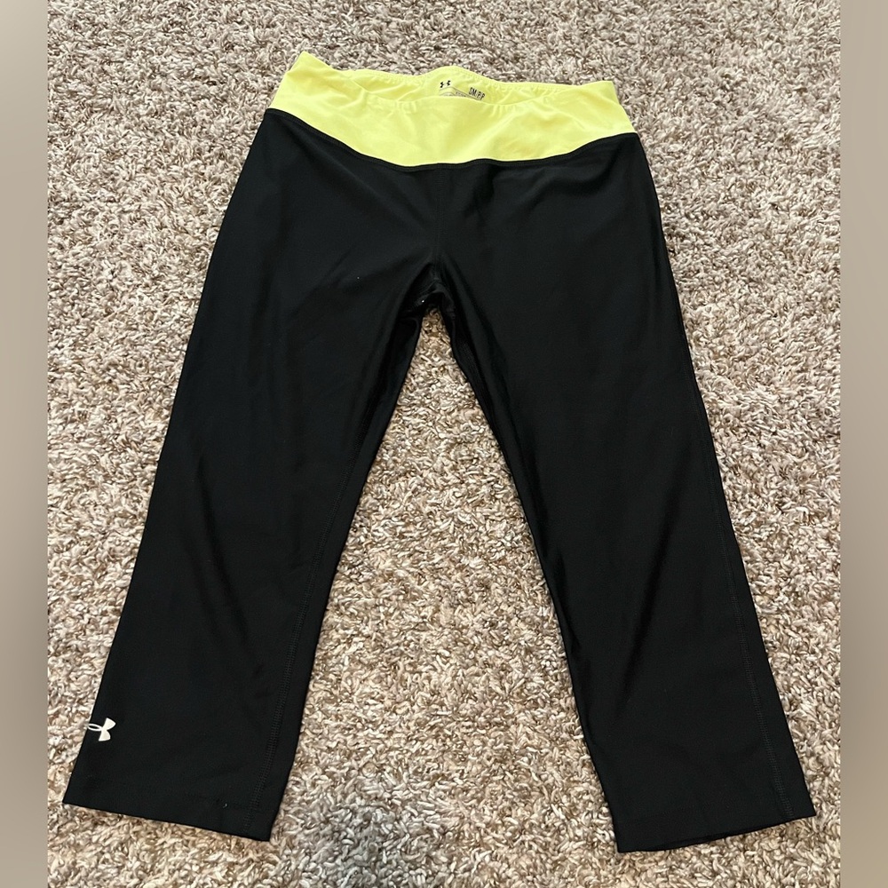 Under Armour Black Leggings with Yellow Waistband